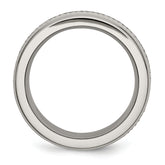 Titanium Unisex Wedding Band with Polished StainleSterling Silver Mesh Center